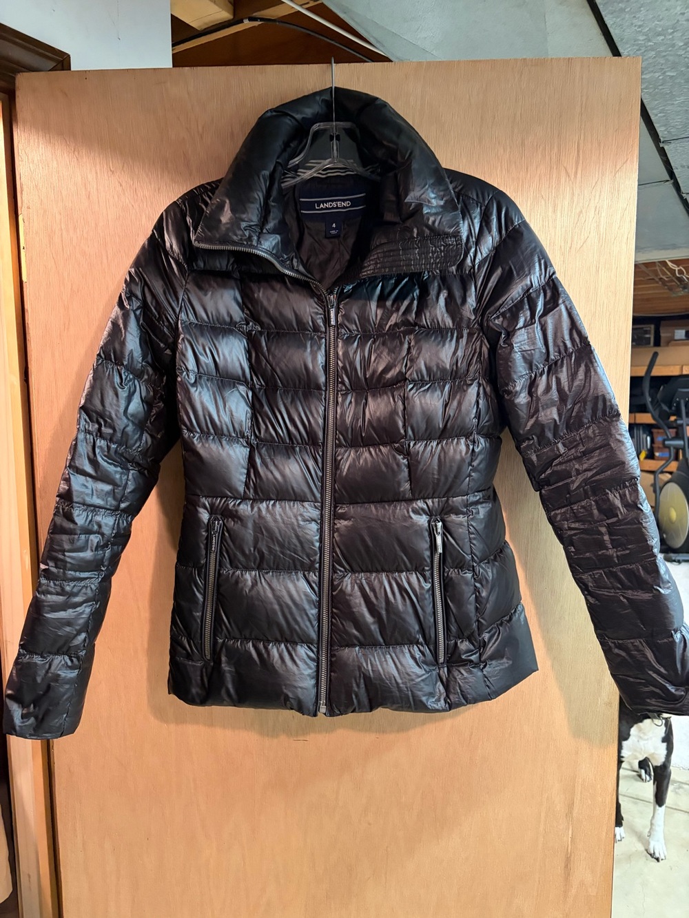 Lands End Black Down Puffer Jacket Size 4